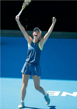  ?? GETTY IMAGES ?? Roger Federer celebrates victory over Tomas Berdych in the Australian Open quarterfin­als.