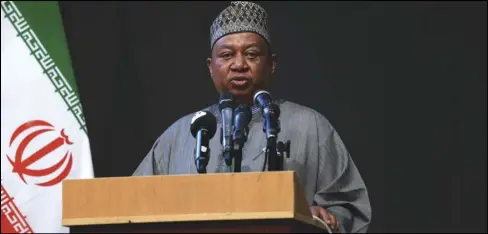  ?? ASSOCIATED PRESS ?? OPEC Secretary General Mohammad Barkindo speaks at a conference, on May 2, 2019, during the 24th Iran Oil Show in Tehran, Iran.