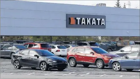  ?? CARLOS OSORIO/AP ?? Faulty air bags eventually resulted in a criminal conviction and fine against Takata and forced the Japanese company into bankruptcy protection.