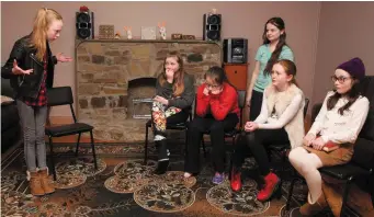  ??  ?? Mike Guerin’s eldest drama class busy preparing for ‘Staged’ in Glash, Newmarket, 22nd to 24th February, from left: Susannah Guerin, Lily Reynolds, Nikhita Haugh, Isabelle O’Connor, Lexi Guiney and Ella Saville.