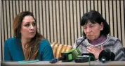  ?? ALESSANDRA TARANTINO — THE ASSOCIATED PRESS ?? Lawyer Laura Sgro, left, listens to Gloria Branciani during a press conference in Rome, Wednesday.