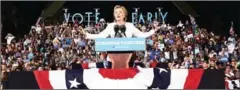  ?? JEWEL SAMAD/AFP ?? US Democratic presidenti­al nominee Hillary Clinton speaks during a campaign rally in Florida on Tuesday.