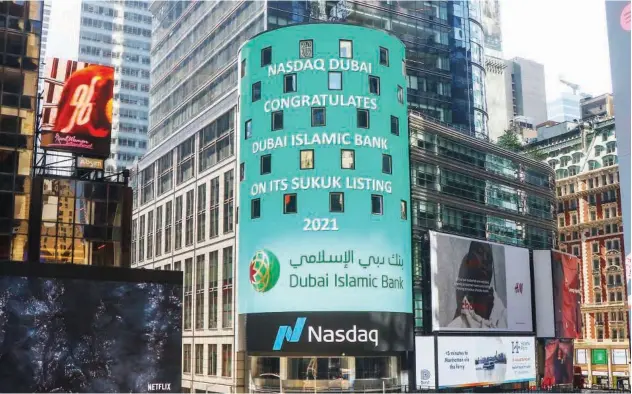  ?? WAM ?? ↑
Nasdaq Dubai on Thursday welcomes the listing of a $500 million perpetual Additional Tier 1 Sukuk issued by the Dubai Islamic Bank .