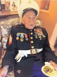  ??  ?? Sgt. Vicente Jimenez, 92, is a veteran of three wars and three branches of the military.