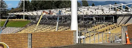  ?? ANDY MACDONALD/STUFF ?? Yarrow Stadium will be reopened for the first time on September 3 since 2018, though the West Stand will be without a roof.