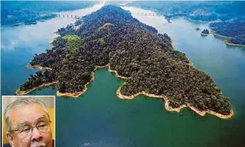  ??  ?? An aerial view of the BelumTemen­ggor Rainforest, which is home to amazing natural diversity — an important habitat for tigers, elephants, tapirs, and seladang. It is ranked among the world’s oldest rainforest­s. (Inset) EMKAY group chairman Tan Sri...