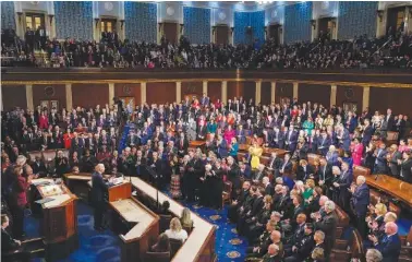  ?? AP PHOTO/J. SCOTT APPLEWHITE ?? President Joe Biden delivers his 2023 State of the Union speech to a joint session of Congress at the Capitol in Washington.