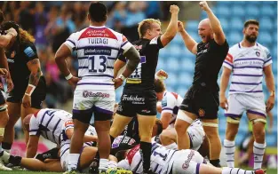  ??  ?? Tigers tamed: Exeter put 40 points on Leicester last weekend