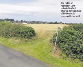  ??  ?? The fields off Peckleton Lane outside Desford, where a developmen­t of 80 homes is proposed to be built.