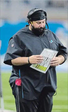  ?? KIRTHMON F. DOZIER TRIBUNE NEWS SERVICE ?? Detroit Lions head coach Matt Patricia on the sidelines during 48-17 loss to the New York Jets at the Lions season and home opener Monday.