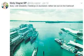  ??  ?? The tweet that has landed Disability Issues Minister Nicky Wagner in hot water.