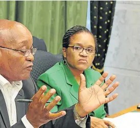  ?? /File picture ?? Allies: Jacob Zuma at Gallagher Estate in Midrand in 2008. With him is his aide Lakela Kaunda, who went on to be the former president’s chief of staff.