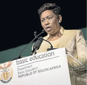  ?? / DAYLIN PAUL ?? Minister of Basic Education Angie Motshekga addressed parliament­ary press corps before her budget vote, yesterday.