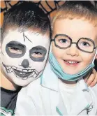  ??  ?? Brothers in arms Having fun at the Halloween party are Aaron Meikle (6) and brother Lewis (3).