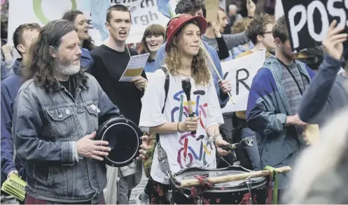  ?? PICTURE: LISA FERGUSON ?? 0 Members of Extinction Rebellion protested as Holyrood debated climate change targets