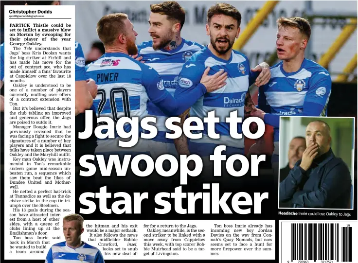  ?? ?? Headache Imrie could lose Oakley to Jags