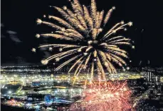  ?? ?? Fireworks light up the sky over the Granite City.