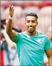  ??  ?? Saudi Arabia’s Salem Aldawsari gestures during the official training session of the Saudi Arabian team on the eve of the Group A match between Russia and Saudi Arabia at the 2018 soccer World Cup at Luzhniki Stadium in Moscow, Russia,
on June 13. (AP)