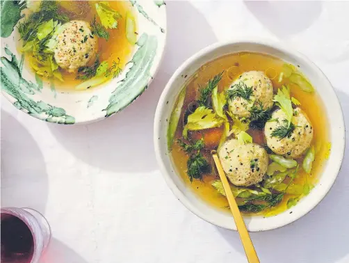  ?? Photos by Michael Graydon and Nikole Herriott, © The New York Times Co. ?? Matzo ball soup with celery and dill.