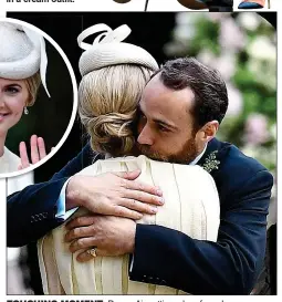  ??  ?? TOUCHING MOMENT: Donna Air getting a hug from James Middleton and, inset, Donna smiling and waving for the cameras