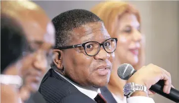  ?? Picture: LEON LESTRADE ?? ‘A PITY’: Sports Minister Fikile Mbalula at the SA Sports Confederat­ion and Olympic Committee media briefing.