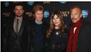  ?? ASSOCIATED PRESS FILE ?? Actors Tom Welling, left, Denis Leary, Jennifer Garner and Kevin Costner attend a special screening of “Draft Day” at the Landmark Sunshine Cinema in April 2014 in New York.