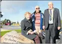  ??  ?? Catherine Mair with Paeahi Wanakore and mayor Graeme Weld at the blessing of the haiku boulders at The Landing.