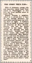  ?? (Democrat-Gazette archives) ?? This recap of the first three “Billy of Arkansas” installmen­ts appeared in the Feb. 15, 1922, Arkansas Democrat.