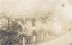  ?? SUTHERLAND FAMILY ?? Margaret Shay outlived her husband Thomas by 20 years. Here she is in front of the family home on Main St., in Forest, Ont. She died in 1944 and never spoke about Coral Shay to her great-grandson, who still lives in town.
