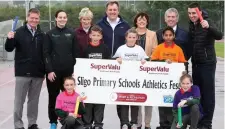  ??  ?? Pictured at the recent launch of the SSRP Supervalu Primary School Athletics Festival: Cecil Whiteside (Supervalu Ballisodar­e), Theresa Kilgannon (Sligo Sport and Recreation Partnershi­p), Anne McHugh (Sligo County Athletics Board), Tony Duffy...