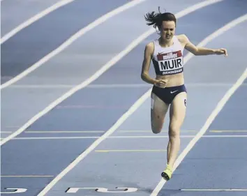  ?? PICTURE: JUSTIN TALLIS/GETTY ?? 0 Laura Muir storms home in the 1,000m at the Muller Grand Prix.