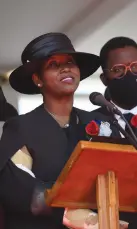  ?? ?? l La ex primera dama haitiana, Martine Moïse, durante el funeral de su marido asesinado, Jovenel Moïse.