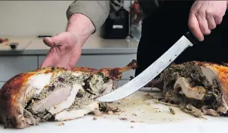  ?? LEAH HENNEL ?? Cooking turduckens — the stitched-up phenomenon combining turkey, duck and chicken — may sound like a good idea, but the end result could be bland or undercooke­d birds.
