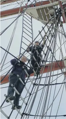  ??  ?? Jade scales the heights on the Stavros S Niarchos.
