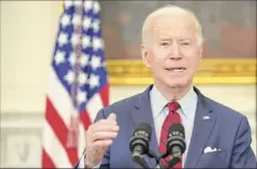  ?? Mandel Ngan / Getty ?? President Joe Biden speaks in the White House about the Colorado shootings and urged Congress to act on Tuesday.