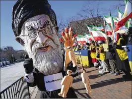  ?? PABLO MARTINEZ MONSIVAIS / AP ?? A demonstrat­or dressed as Iranian Supreme Leader Ayatollah Ali Khamenei participat­es in a rally Saturday across from the White House in Washington. The rally was intended to show solidarity with anti-government demonstrat­ors in Iran.