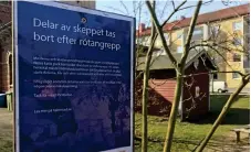  ?? Bild: Cecilia Welin ?? Förra våren togs ett populärt lekredskap bort. Nu kan Pippiparke­n kanske rustas upp igen med pengar från Tylösandst­errassen.