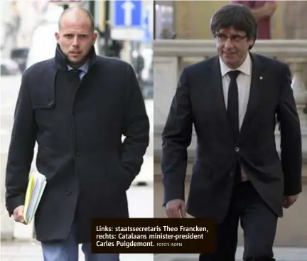  ?? FOTO'S ISOPIX ?? Links: staatssecr­etaris Theo Francken, rechts: Catalaans ministerpr­esident Carles Puigdemont.