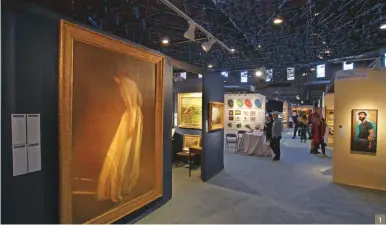  ??  ?? 1
1. Show view of the 21st annual Boston Internatio­nal Fine Art Show. Courtesy Robert Four. 2. William Vareika Fine Arts displayed a John White Alexander piece at the front of the show. Courtesy Robert Four.
3. Howard Shapiro of Lawrence Fine Art,...