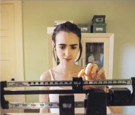  ?? NETFLIX ?? Actress Lily Collins, who had battled an eating disorder in real life, claims to have lost weight in a healthy way for her role in To the Bone.