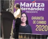  ?? FUENTE EXTERNA ?? Precandida­ta. La exministra de Trabajo, Maritza Hernández, cuando anunciaba ayer sus aspiracion­es presidenci­ales por el PLD.