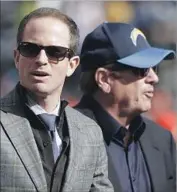  ?? Alex Gallardo Associated Press ?? DEAN SPANOS, right, with son John, suffered for years while trying to complete a stadium deal in San Diego before finally making the move to Los Angeles.