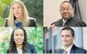  ??  ?? Clockwise from top left: Deborah Barra, Belvin Perry, Ryan Williams and Monique Worrell are the four Democrats vying to replace Aramis Ayala as State Attorney in the 9th circuit that covers Orange and Osceola counties.