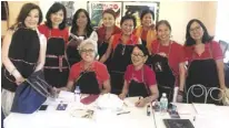  ??  ?? BECCA JOSE (seated, from left) and Tessa Tayag, with Cora Corpus (standing, from left), Sylvia Singson, Coroy Diaz, Luisa Valdes, Tessa Mortensen, Evelyn Forbes, Ging Naguiat and Chona Mercado