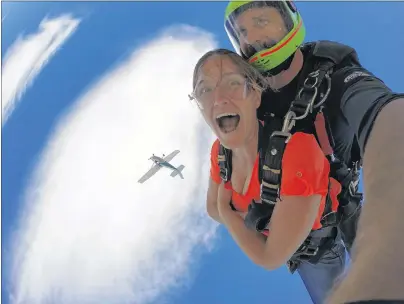  ?? SUBMITTED PHOTO ?? Lesley Carter is not afraid of jumping out of planes, as seen here in a skydiving adventure in California.