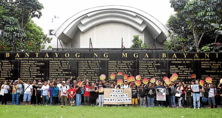  ?? —NIÑO JESUS ORBETA ?? Bantayog ng mga Bayani in Quezon City serves as a venue on Thursday for young people to hear stories of abuse and injustice during the Marcos dictatorsh­ip.