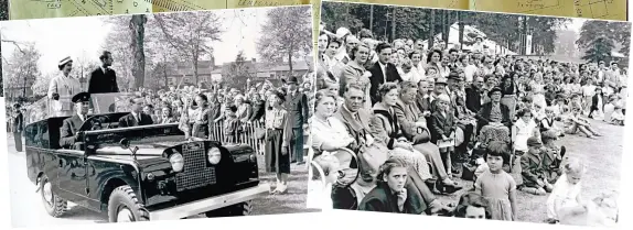  ?? ?? Scenes fom the visit of Queen Elizabeth II and the Duke of Edinburgh to Mary Stevens Park, Stourbridg­e, 1957