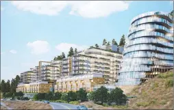  ?? Artist rendering ?? A developmen­t including hundreds of homes and a 180-room hotel, proposed for Campbell Road in West Kelowna, is opposed by many nearby residents.