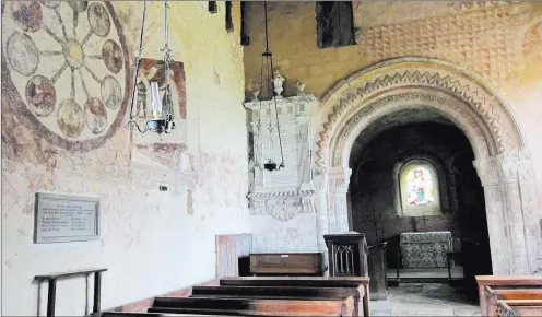  ??  ?? St. Mary’s Church in Kempley, Gloucester­shire, western England, boasts some of the finest and most complete medieval wall paintings in northern Europe.