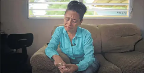  ?? CARLOS GIUSTI/THE ASSOCIATED PRESS ?? Deputy Mayor Daisy Cruz cries as she denounces adverse conditions to which dialysis patients have been exposed to since Hurricane Maria caused the closure of the Diagnosis and Treatment Center in Vieques, Puerto Rico.